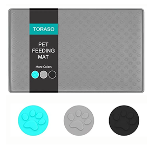TORASO Large-Size (23.6"x15.8") Silicone Waterproof Pet Feeding Mats, Food Mats, Pet Placemat for Dog and Cat, Mat for Prevent Food and Water Overflow, Non Slip, Washable, Easy Clean (Gray,L,1pc).CA