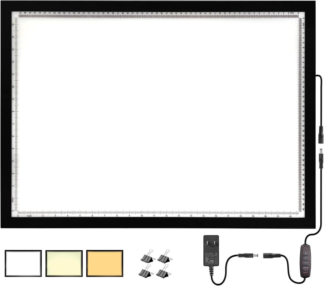 WELZK 10000+ LUX High Bright Light Pad A2, 3 Colors Light Board with UL Adapter. 10 Levels/Stepless Dimming for Diamond Painting, Tracing, Drawing, Sketching etc