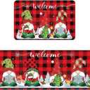 2 Christmas Kitchen Carpet and Floor Mat Set Christmas Winter Farmhouse Non Slip Carpet Christmas Snowman Floor Mat Kitchen Home Corridor Holiday Decoration, 16 x 23 and 16 x 47IN (B)