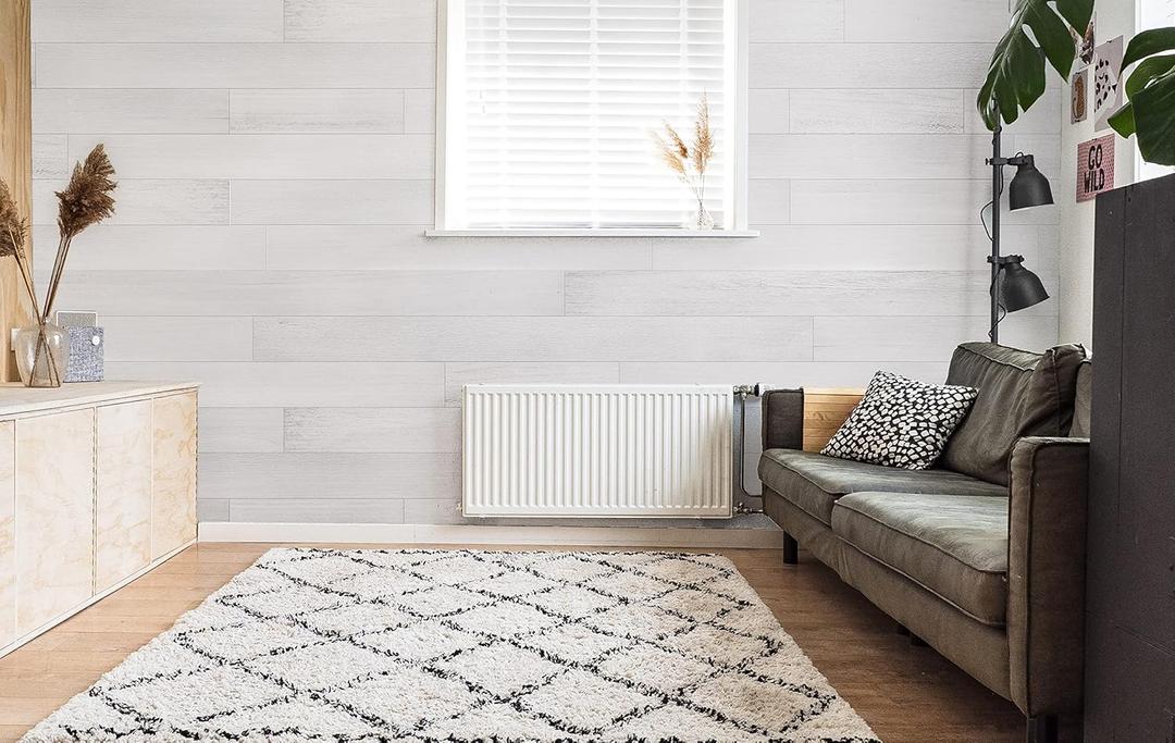 SINGULARWOOD Wall Planks, Rustic Accent Real Wood Panels for Interior Wall Decor, DIY Peel and Stick Easy Installation (12 Sheets/14.50 Sq Ft/Box),Mist-Pure White