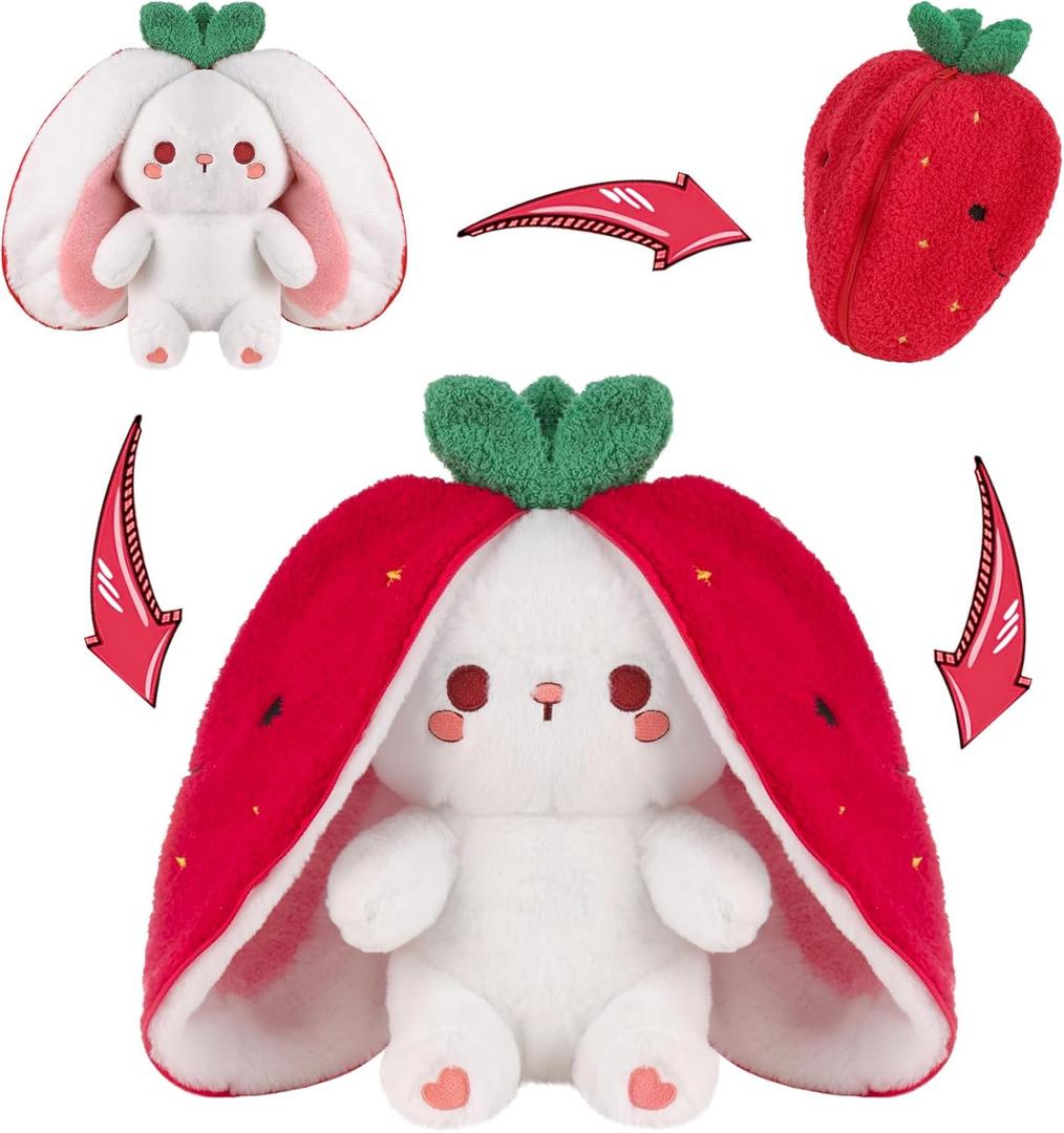 MIAODAM Strawberry Bunny Plush Toy-Soft Huggable Stuffed Animal for Babies, Kids & Collectors, Birthday Present & Nursery Decor 7inch