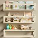 TidyCorner Sturdy Floating Shelves  Set of 3 Wall Bookshelves and Nursery Floating Shelves for Books, Toys, Kitchen, Bathroom, and Home Decor  Natural Poplar (15.75 Inch)