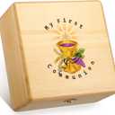 Wonderjune First Communion Wooden Keepsake Box First Holy Communion Gift Cross Rosary Jewelry Box Baptism Gift Memory Storage Box(7.7 x 7.7 x 4 Inches)