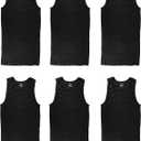 Gelante 6 Packs 100% Cotton Athletic Men's Basic Tank Top 7001-BK-M Black