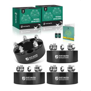 YHTAUTO 5x4.5 Wheel Spacers 2 Inch Fits for Ford, Dodge, Honda, Chevy, Chrysler & Mazda Models 5x114.3mm Tire Spacers w/ 12x1.5 Studs 82.5 mm Center Bore 5 Lug 4PCS Black