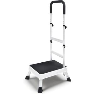Step Stool with Handle for Elderly - Portable Step Stools for Adults with Adjustable Handle and Legs - Stepping Stool for Bed Supports up to 275 LBS, HDB-503A-E
