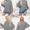 AlvaQ Womens Oversized Sweatshirt 2024 Casual Crewneck Long Sleeve Colorblock Striped Pullover Tunic Tops Outfits (L)