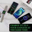 TOP-UP 4 in 1 Watch & Phone Charger Cable Travel Essentials Multi Charging Cable for Apple Watch, iPhone, USB-C & Micro, Multi Device Charger Cord, 4FT