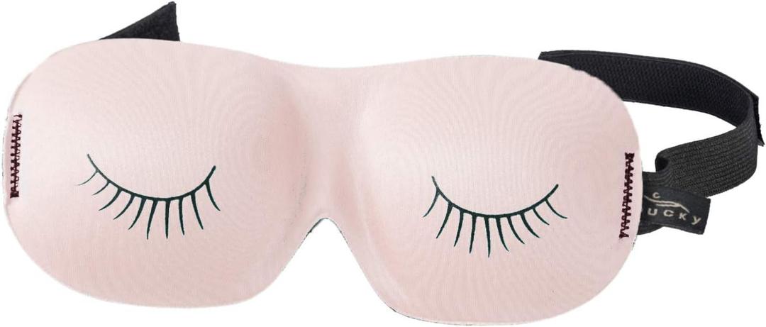 Bucky Ultralight Comfortable Contoured Travel and Sleep Eye Mask, Strawberry Eyelash, One Size