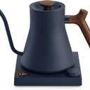 Fellow Stagg EKG Pro Electric Gooseneck Kettle - Pour-Over Coffee and Tea, Quick Heating, Precise Temperature Control, Scheduling, Built-in Brew Timer, Stone Blue with Walnut Wood Handle, 0.9 Liter