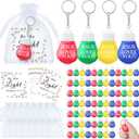 Aurelema 60 Sets Easter Religious Jesus Gifts Bulk Jesus Loves You Light Bulb Shaped Stress Ball Keychains with Christian Cards Organza Bags for Church Prizes Easter Egg Fillers