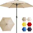 7.5FT Large Outdoor Patio Umbrella with Crank & Tilt - Durable Market Umbrella for Outdoor Patio with 6 Fiberglass Ribs for Poolside,Deck,Yard,Garden