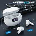 Beniduck Wireless Earbuds Bluetooth 5.3 Headphones HiFi Stereo, Wireless Earphones with Noise Cancelling Mic, 50H Playback Ear Buds with LED Digital Display for iOS/Andriod - White