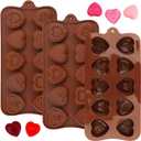 3PCS Heart Chocolate Molds Set, 10-Design DIY Silicone Molds for Valentine's Day & Mother's Day, Love Rose Non-Stick Baking Molds for Chocolate, Candy, Gummy, Ice Cubes, Fondant, Cake Decorating