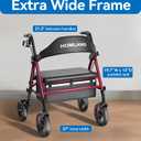 HOMLAND Bariatric Walkers for Seniors, 500lb Heavy Duty Rollator Walker with Extra Wide Padded Seat, 8 All Terrain Foldable Rolling Walker with Dual-Height Adjustable