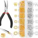 1200 Pcs Jump Rings for Jewelry Making Supplies, Necklace Repair Kit with Plier, Tweezer, Lobster Claw Clasps, Open Rings for Crafts & Keychains (1200Pcs Silver and Gold)
