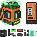 Outdoor Laser Level with Receiver : Daylight High Visibility Laser Level 360 Self Leveling Up To 400ft Long Range 110mw High Power Green with Detector Outside Construction Landscaping, H3-360G