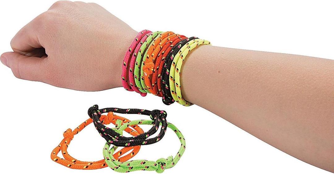 Fun Express Bulk Friendship Bracelets - 72 adjustable nylon bracelets in a variety of colors - Party Favors and Giveaways