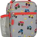 Bentgo Kids Insulated Lunch Tote - Water-Resistant, Reusable, Lightweight & Durable Lunch Bag with Water Bottle Holder & Exterior Pocket, Fits Lunch Box & Water Bottle - Ideal for Ages 3+ (Trucks)