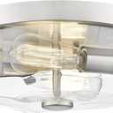 Brushed Nickel Flush Mount Ceiling Light, 2-Light Hallway Light Fixtures, Modern Farmhouse Farmhouse Ceiling Light Clear Glass for Kitchen Porch Entryway Indoor Outdoor
