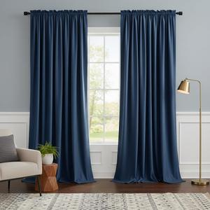 NICETOWN Blue Velvet Curtain Panels 84 inch Long, Luxury Rod Pocket Window Treatment Elegant Velvet Curtains for Living Room/Bedroom/Home Theatre (1 Pair, W52 x L84)