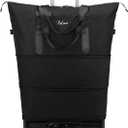 Expandable Rolling Travel Bag with Removable Wheels & Handle, Large Capacity Wheeled Duffle Tote, Foldable Carry On Luggage for Women, Lightweight Weekender Overnight Bag (Black)