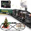 Electric Train Sets for Kids Metal Alloy Christmas Train Toys Steam Locomotive, Glowing Passenger Carriages, Luxury Tracks, Light & Sounds Rechargeable Birthday Gifts for Boys Girls Red Green