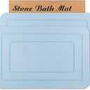 2 Pack Diatomaceous Earth Bath Mat, Stone Shower Mat, Non-Slip Super Absorbent Quick Drying Bathroom Kitchen Floor Mat, Blue, 24x15