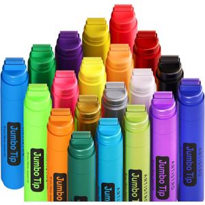ARTISTRO 20 Poster Markers Jumbo Set Acrylic Markers with 15mm Wide Jumbo Tip for Murals Tagging Posters - Large for Rock Wood Plastic Leather Metal Fabric Ceramic