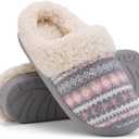Evshine Warm Knit House Slippers for Women Comfy Fleece Lined Winter Slippers with Memory Foam and Indoor Outdoor Soles (8-9, Pink)