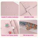 Enamel Pin Display Book - 4 Page Leather Travel Organizer for Collectors, Portable Lapel Pin Holder with Secure Storage, Compact Pin Trading Book (Pink)