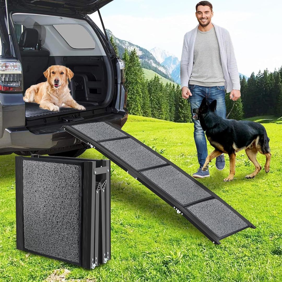 Dog Ramp for Car,MuzeFansi Portable Folding Pet Stair Ramp for Medium & Large & Old Dogs - Up to 220LBS, 63''17'' Large Dog Car Ramp Pet Steps with Non-Slip Surface for Easy Car & Small SUV (63''17'' for Car Small SUV)