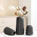 Black Ceramic Vase Set of 3 Modern Minimalist Bohemian Home Decor Vase Farmhouse Rustic Mantel and Shelf Decor Spacious Vase for Living Room Entryway Countertop Accents and Gift