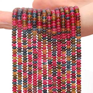 Colorful Tourmaline Rondelle Beads, 2 * 4mm Gemstone Loose Spacer Abacus Disk Beads for DIY Bracelet Necklace Earrings Jewelry Making, Craft Supplies Beading Kit