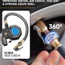 GERCHWAY Digital Tire Pressure Gauge with Inflator (3-200 PSI), Heavy Duty Air Chuck and Compressor Accessories with Swivel Air Chuck, Longer Hose, Large Display (0.1 Res)