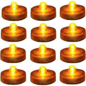 Halloween Pumpkin Lights Decoration,LED Battery Flameless Tea Light, Submersible Tea Candle Waterproof Decorations Underwater Vase Light for Party and Wedding,12 Pcs