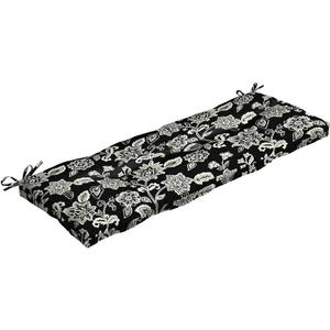 Casual Style Classic Tufted Indoor Outdoor Patio Bench Cushion for Outdoor Furniture Ample Cushioned Loft | All Weather Black White Reversible Durable UV Fade Water Resistant 18" X 48" X 5.5"H