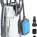 FOTING Sump Pump 1HP Clean/Dirty Submersible Water Pump,4600GPH Utility Pump Thermoplastic Electric Portable Transfer Water Pump for Swimming Pool Pond Basement with 10ft Power Cord,Stainless Auto
