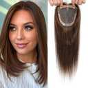 Hair Toppers for Women Real Human Hair 14 Inch No Bangs 65 Gram 100% Real Human Hair Toppers for Women with Thinning Hair 5x5 Hand-Tied Breathable Swiss Lace Base Blonde 3 Clips in Hair pieces,#18/613