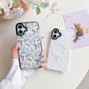 Compatible with iPhone 17 Case [Compatible with MagSafe] Clear Floral Cute Black Flowers for Women Girls Soft Silicone Shockproof for iPhone 17 Case-Black