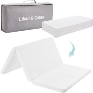 Lilian&Gema Pack and Play Mattress 38"x26"x1.5", Pack N Play Mattresses Pad for Play Pen and Playard, Premium Foam Playpen Mattress Topper with Washable Cover & Traveling Bag for Baby Toddler (White)