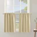 Half Curtains for Windows,Blackout Thermal Insulated Curtains for Basement Door Window Cover Kitchen,Dark Brown,2 Panels,36 Inch Length