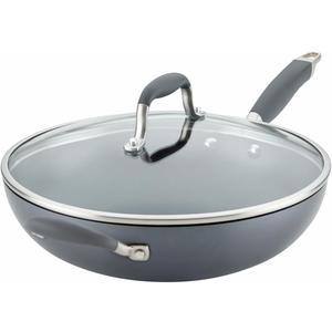 Anolon Advanced Home Hard Anodized Nonstick Frying/Saute/All Purpose Pan with Lid and Helper Handle, 12 Inch, Moonstone Dark Gray