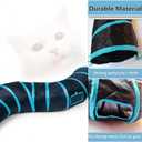 Cat Tunnel Tube ToysTunnels for Indoor Cats, S-Shape Blue Collapsible Interactive Toy with Balls for Rabbits, Kittens, Ferrets, Puppy (S - 2 Way Black Blue)