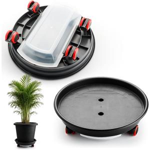 RooTrimmer 15 Inch Plant Caddy with Wheels Heavy Duty with 360 Rolling Planter Dolly with Drainage Holes and Drip Tray,Plant Caster for Heavy Objects Hauling Indoor Outdoor(2 Pack-Grey)