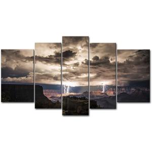 Grand Canyon Wall Art Painting Lightning Strikes in The Grand Canyon Dark Cloud Pictures Prints On Canvas Landscape The Picture Decor Oil for Home Modern Decoration Print for Kids Room