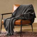Chenille Throw Blanket for Couch, Cozy Soft Blanket Lightweight Decorative Throw for Living Room Sofa Chair, Stylish Home Decor, Ideal for Gifting, Dark Grey 50"x60"