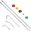 M MINGLE Pressure Washer Extension Wand - 120" Upgrade Power Washer Lance - Pressure Washer Accessories with 5 Nozzle Tips - 30/90/120 Curved Rod, 1/4" Quick Connect