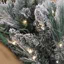 4ft Unlit Christmas Tree Pre-Decorated Snow Flocked with Pine Cones & Red Berries Artificial Xmas Tree for Holiday Office Outdoor Christmas Decoration(Green White)