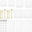 8 Pcs Dessert Table Display Set 2 Pcs 3 Layers Cupcake Stand and 6 Pcs Dessert Trays Plastic Cake Stand Set White Cake Stand and Tray Set for Wedding Birthday US (White)